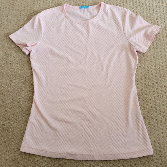 J.McLaughlin Jacquard Allie Short Sleeve Blouse Light Pink Size Medium - Picture 1 of 4